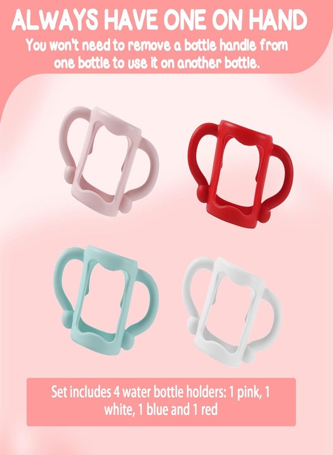 TonGass (4-Pack) Bottle Handles for Dr Brown Narrow Baby Bottles with Easy Grip Handles to Hold Their Own Bottle - BPA-Free Soft Silicone - Red Blue Pink and White - Image 5